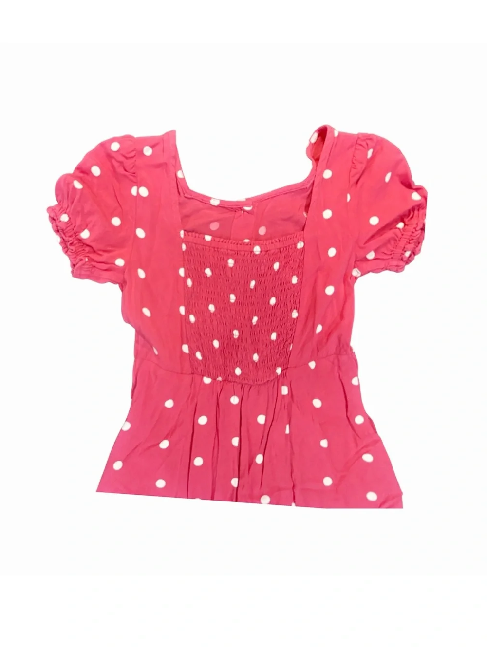 Old Navy | Girls Pink and White Polka Dot Button-Front Mini Dress, Medium (8)